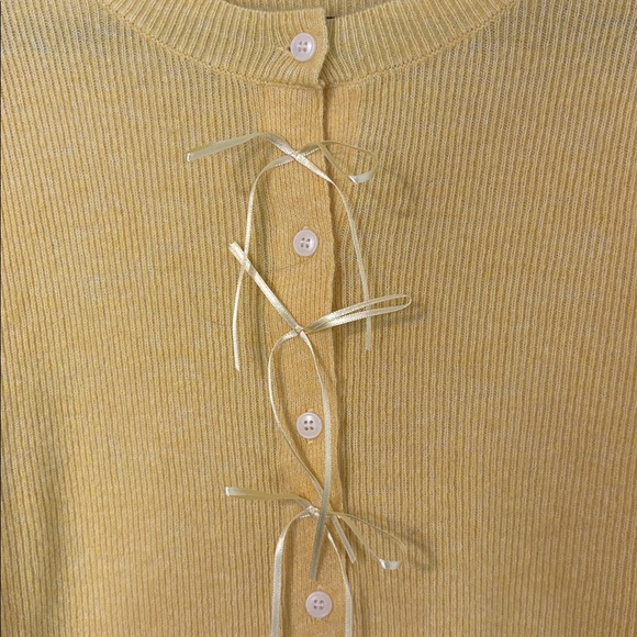 ASTR Nordstrom Bow Yellow Cardigan Sweater Yellow L - Picture 3 of 6